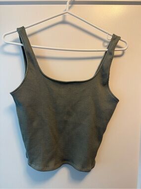 Dynamite Olive Ribbed Square Neck Tank